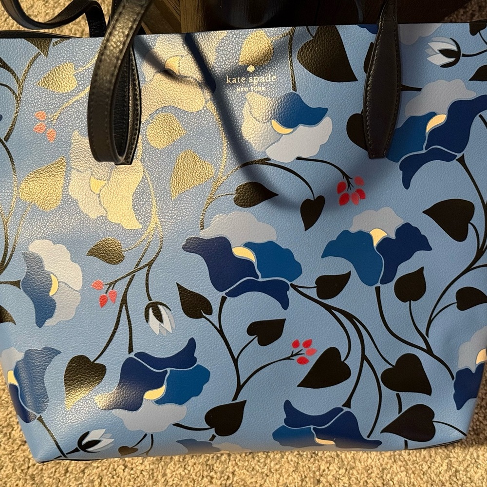 Kate Spade Black and Blue Floral Tote